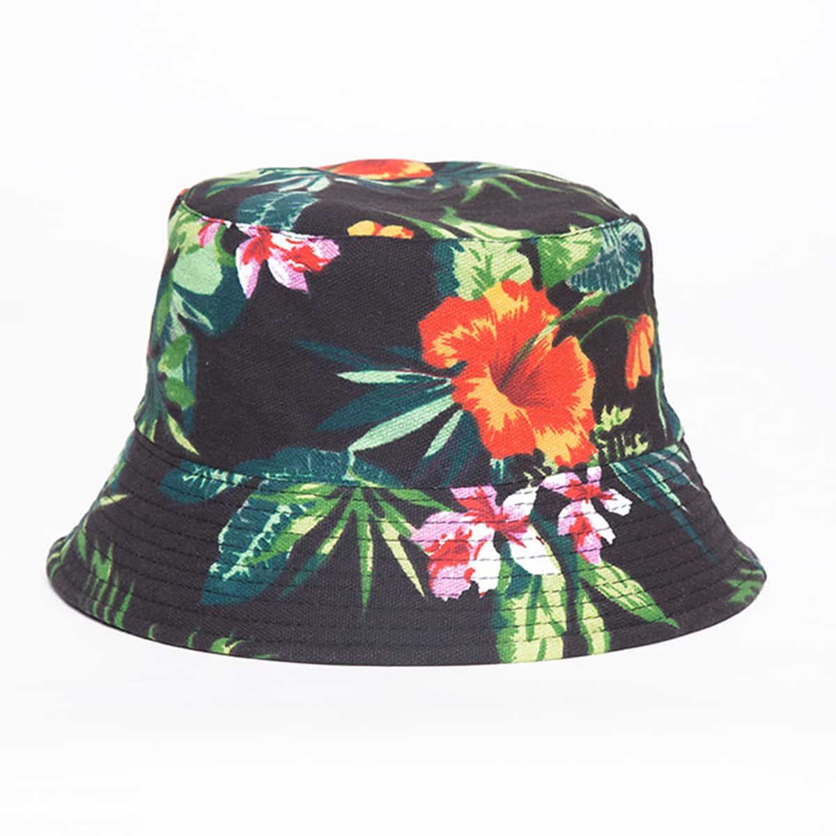 

Tropical Print Bucket Hat, Black
