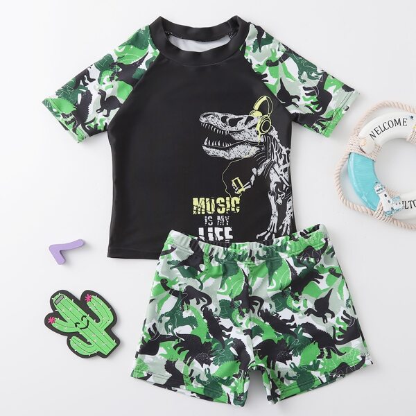 

Toddler Boys Dinosaur Print Two Piece Swimsuit, Multicolor