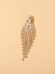 Rhinestone Tassel Earrings - Yellow Gold - View 6
