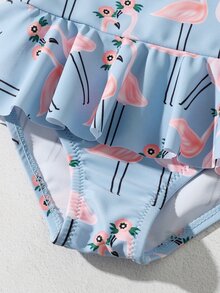 Bebé niña Bañador una pieza con estampado de flamenco bajo con fruncido - Multicolor - Ver 5
