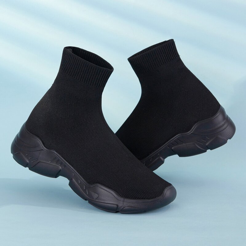 

Minimalist High-Top Sock Sneakers, Black