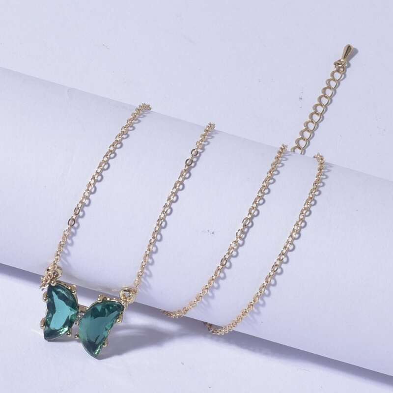 

Butterfly Decor Chain Necklace, Green