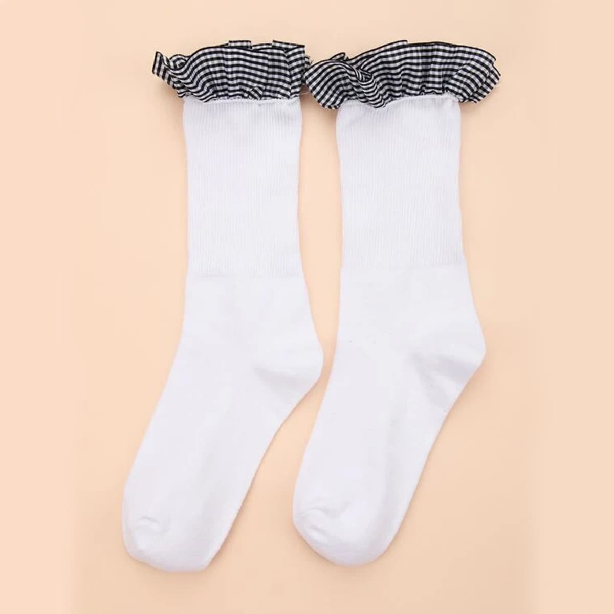 

Ruffle Trim Crew Socks, White