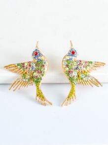 juran Rhinestone Bird Earrings - Multicolor - View 3