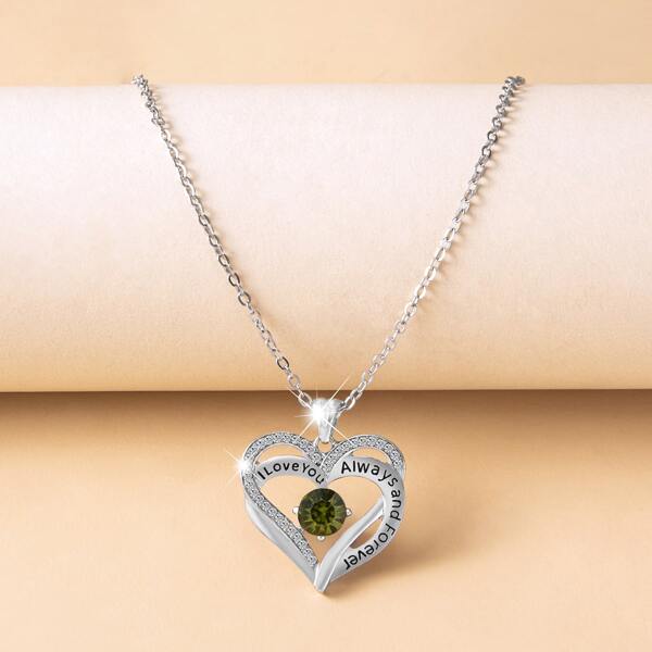 

Heart Pendant Necklace, Dark green