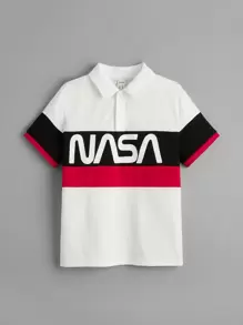 SHEIN Boys Letter Graphic Colour Block Polo Shirt - Multicolor - View 1