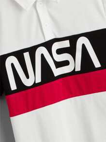 SHEIN Boys Letter Graphic Colour Block Polo Shirt - Multicolor - View 4