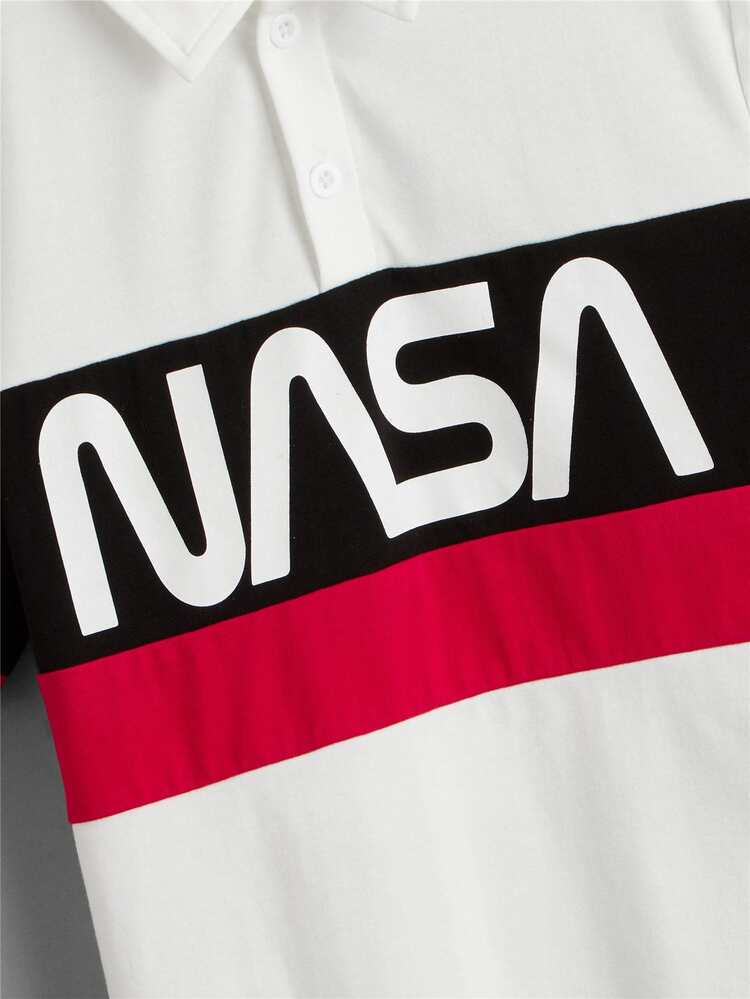 SHEIN Boys Letter Graphic Colour Block Polo Shirt - Multicolor - View 4