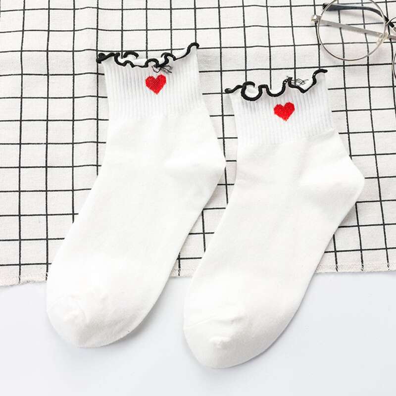 

Heart Decor Crew Socks, White