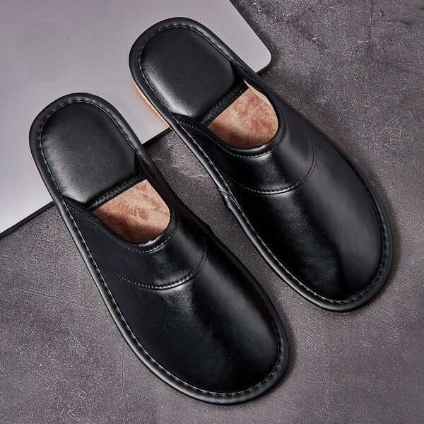 

Men Minimalist Bedroom Slippers, Black