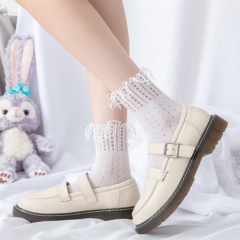 

1pair Plain Crew Socks, White