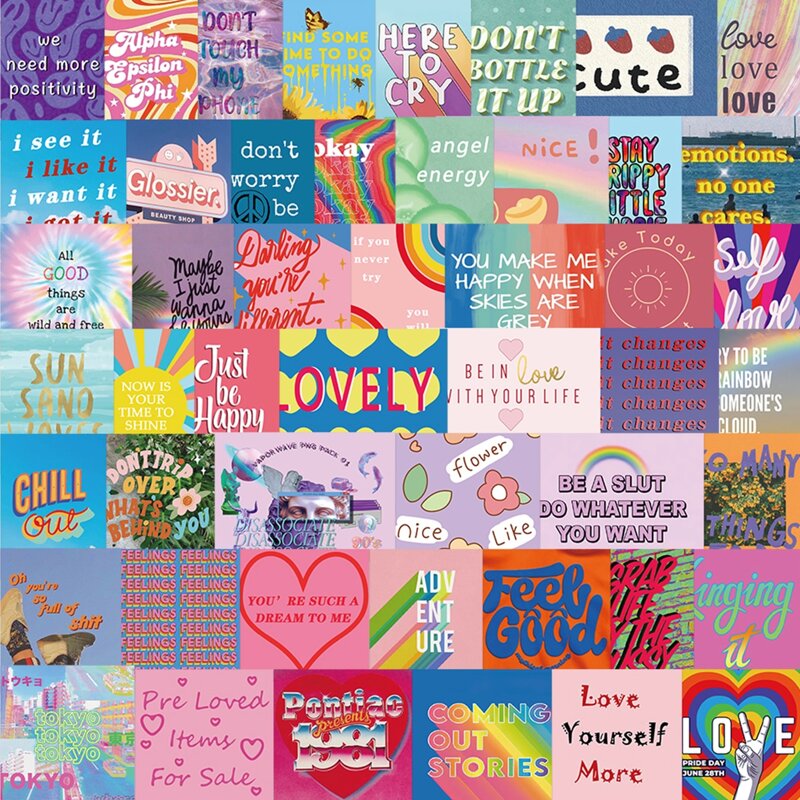 

50pcs Slogan Graphic Sticker, Multicolor