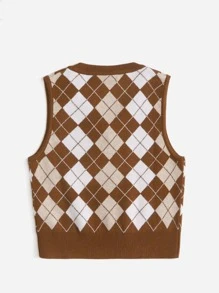 Muchica Knit ngọn Hình học Giải trí - màu nâu - Xem 2
