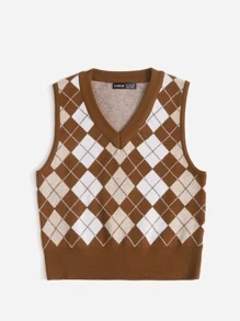 Muchica Knit ngọn Hình học Giải trí - màu nâu - Xem 3