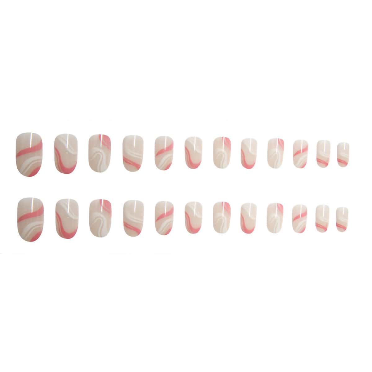 

24pcs Graphic Fake Nail, Multicolor