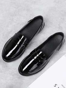 Women's Flat Loafers Shoes, Minimalist Design - Black - View 2