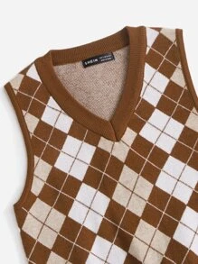Muchica Knit ngọn Hình học Giải trí - màu nâu - Xem 5