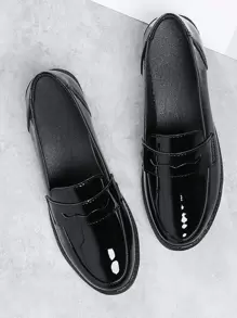 Women's Flat Loafers Shoes, Minimalist Design - Black - View 4