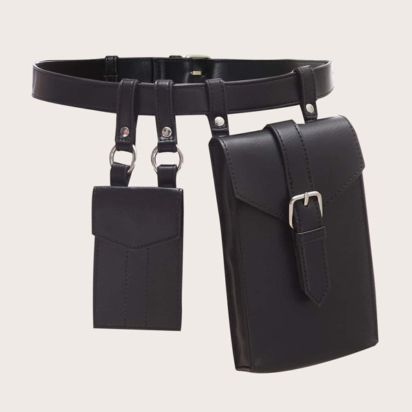 

Double Pocket Front Belt Bag, Black