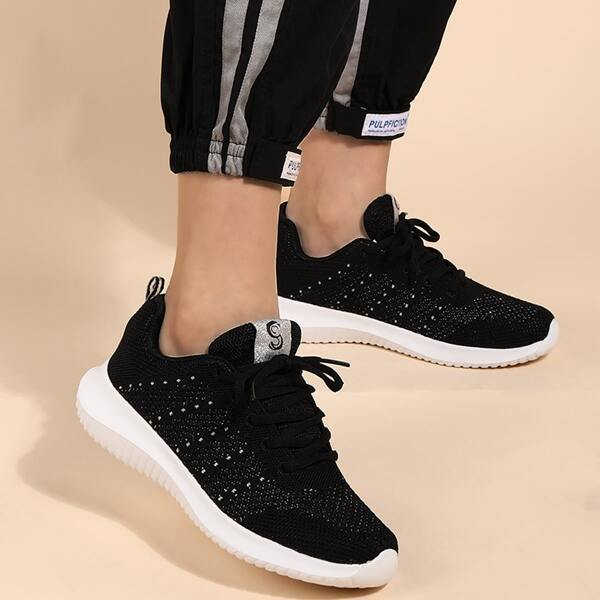 

Lace Up Front Running Shoes, Black