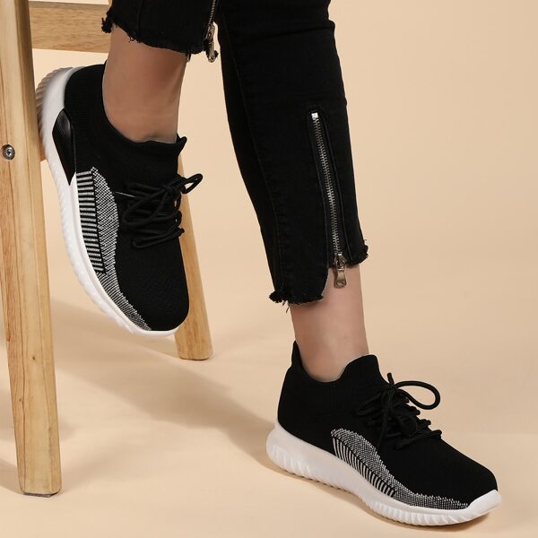

Lace Up Front Running Shoes, Black