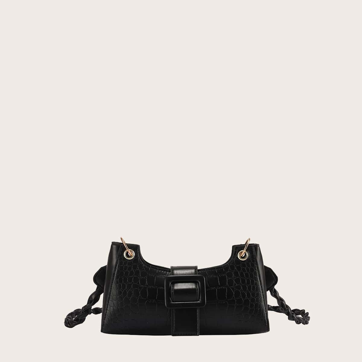 

Minimalist Embossed Crossbody Bag, Black