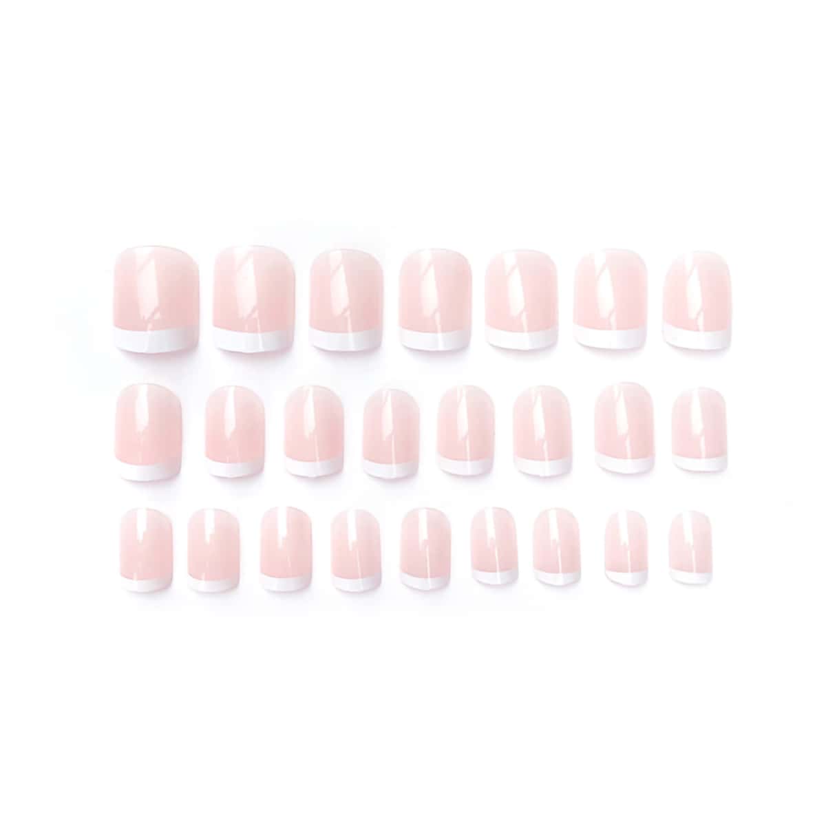 

24pcs Color Block Fake Nail, Clear