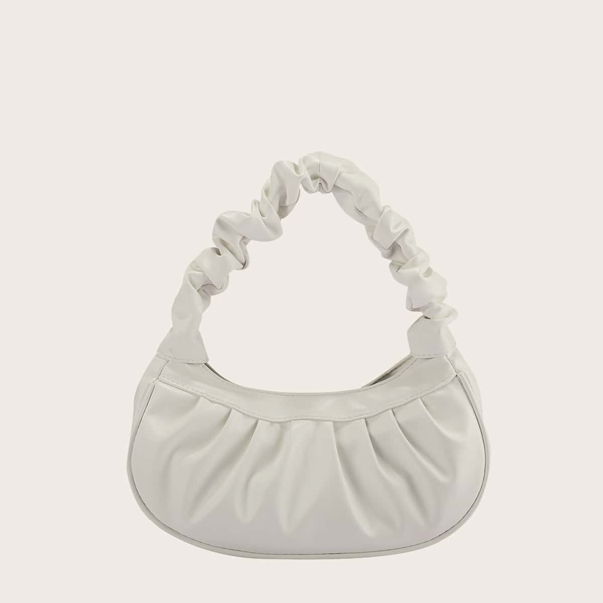 

Ruched Shoulder Bag, White