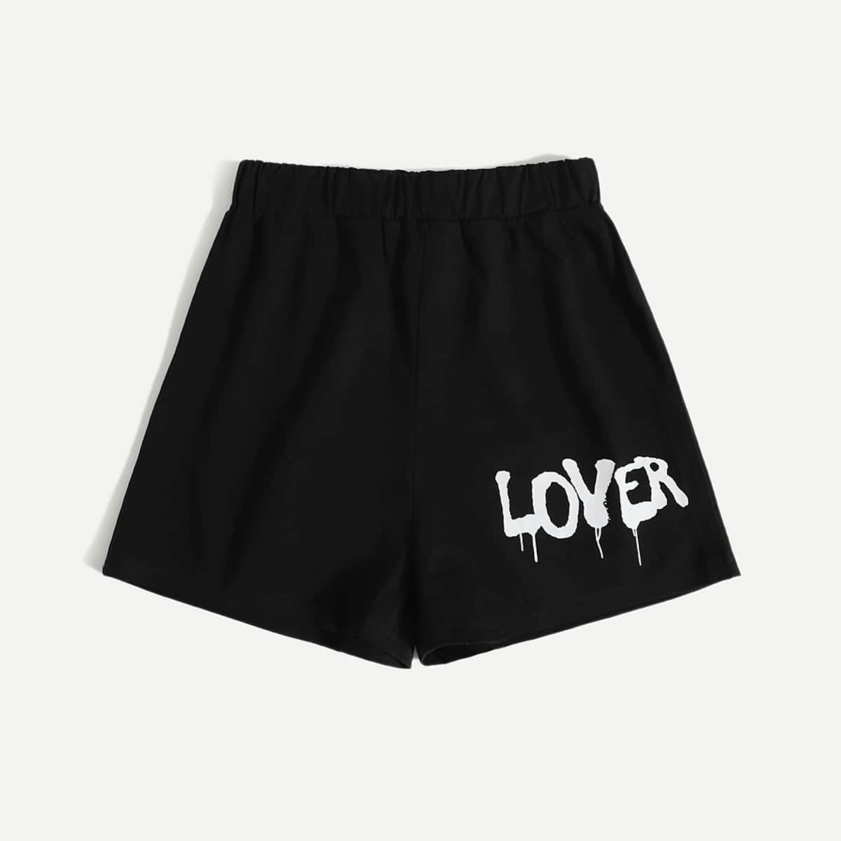 

Letter Track Shorts, Black