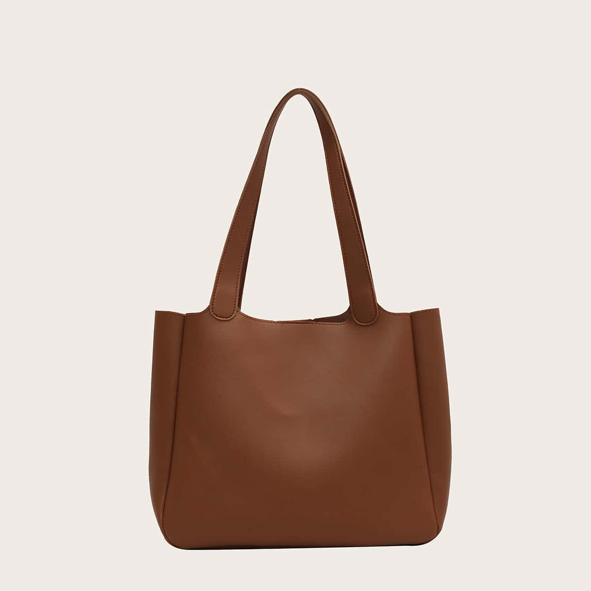 

Solid Tote Bag, Brown