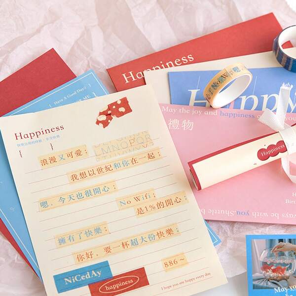 

19pcs Mixed Pattern Random Writing Paper Set, Multicolor