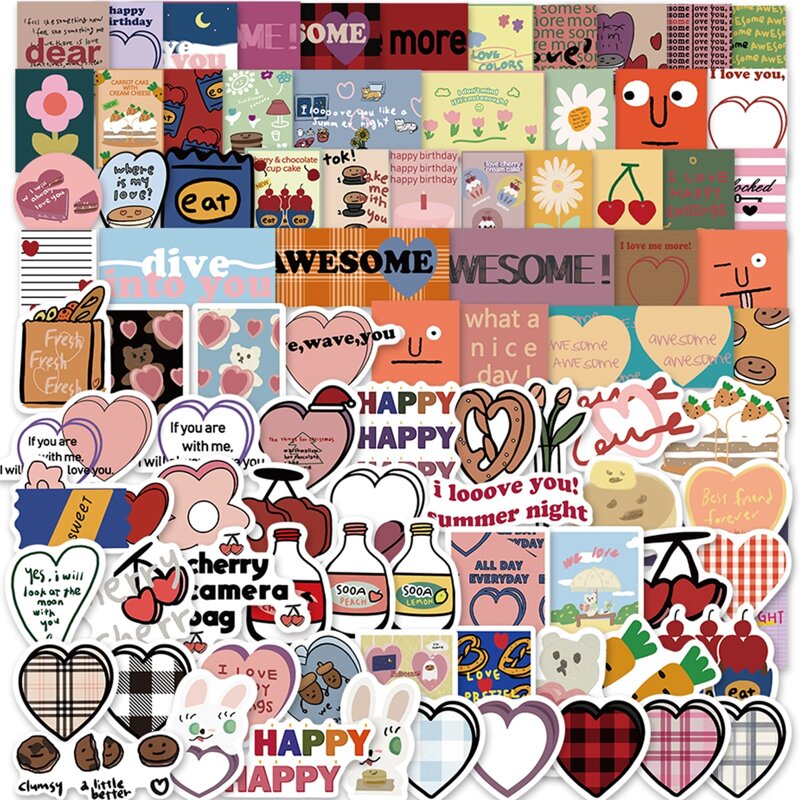 

90pcs Mixed Pattern Sticker, Multicolor