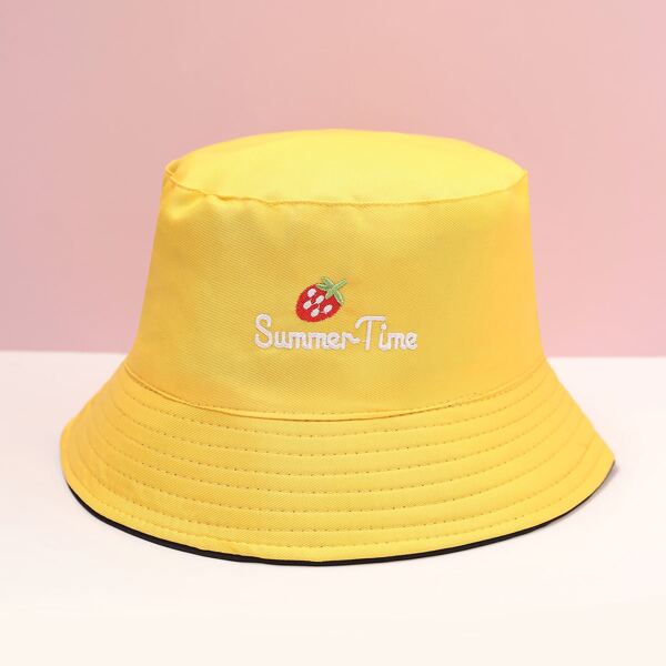 

Letter Embroidery Bucket Hat, Yellow