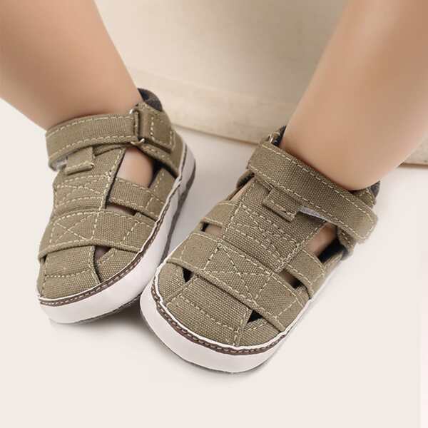 

Baby Boy Minimalist Velcro Strap Sandals, Khaki