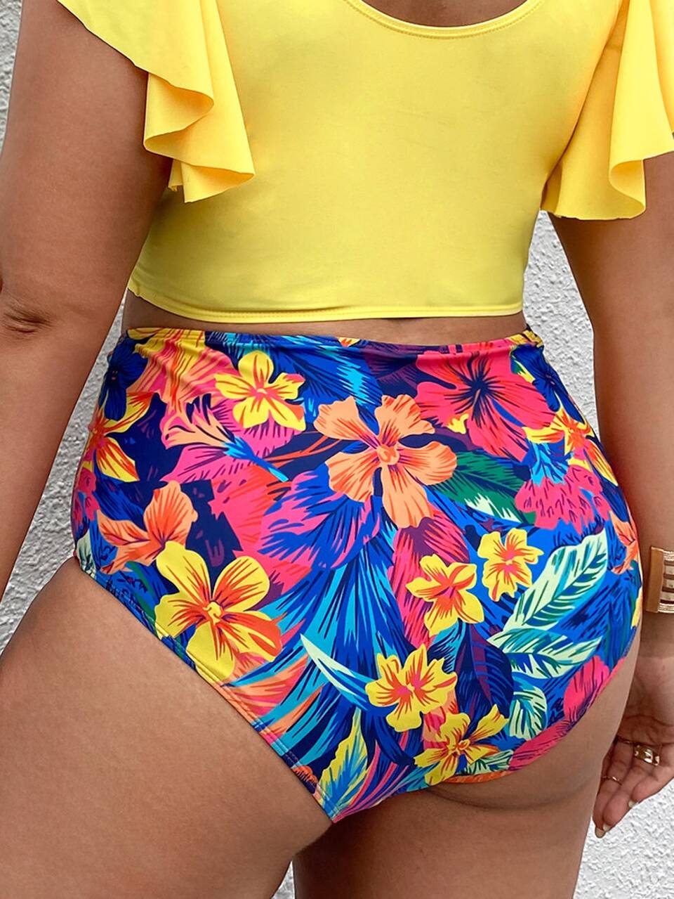 Summer Beach Plus Floral High Waisted Bikini Panty Without Top