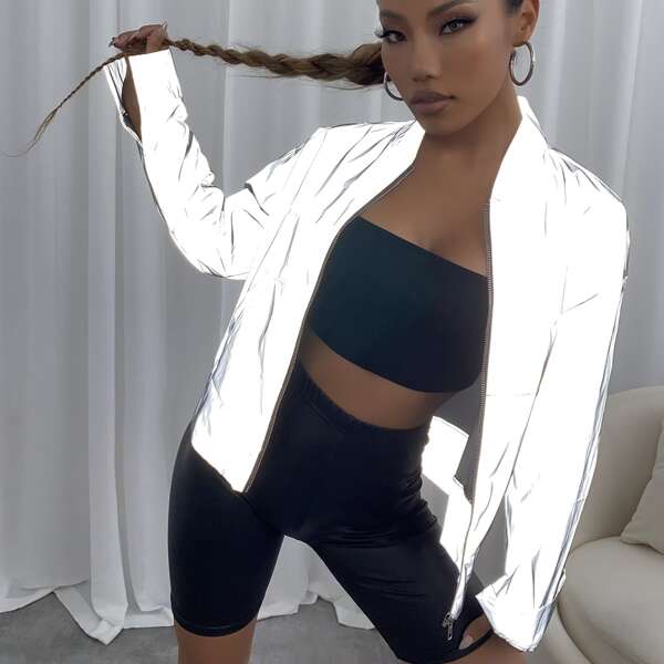 

Reflective Zip Up Jacket, Grey