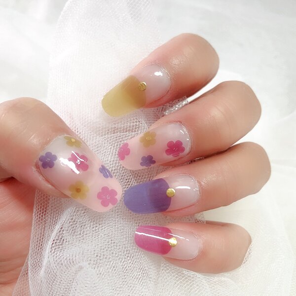 

1sheet Floral Nail Sticker, Multicolor