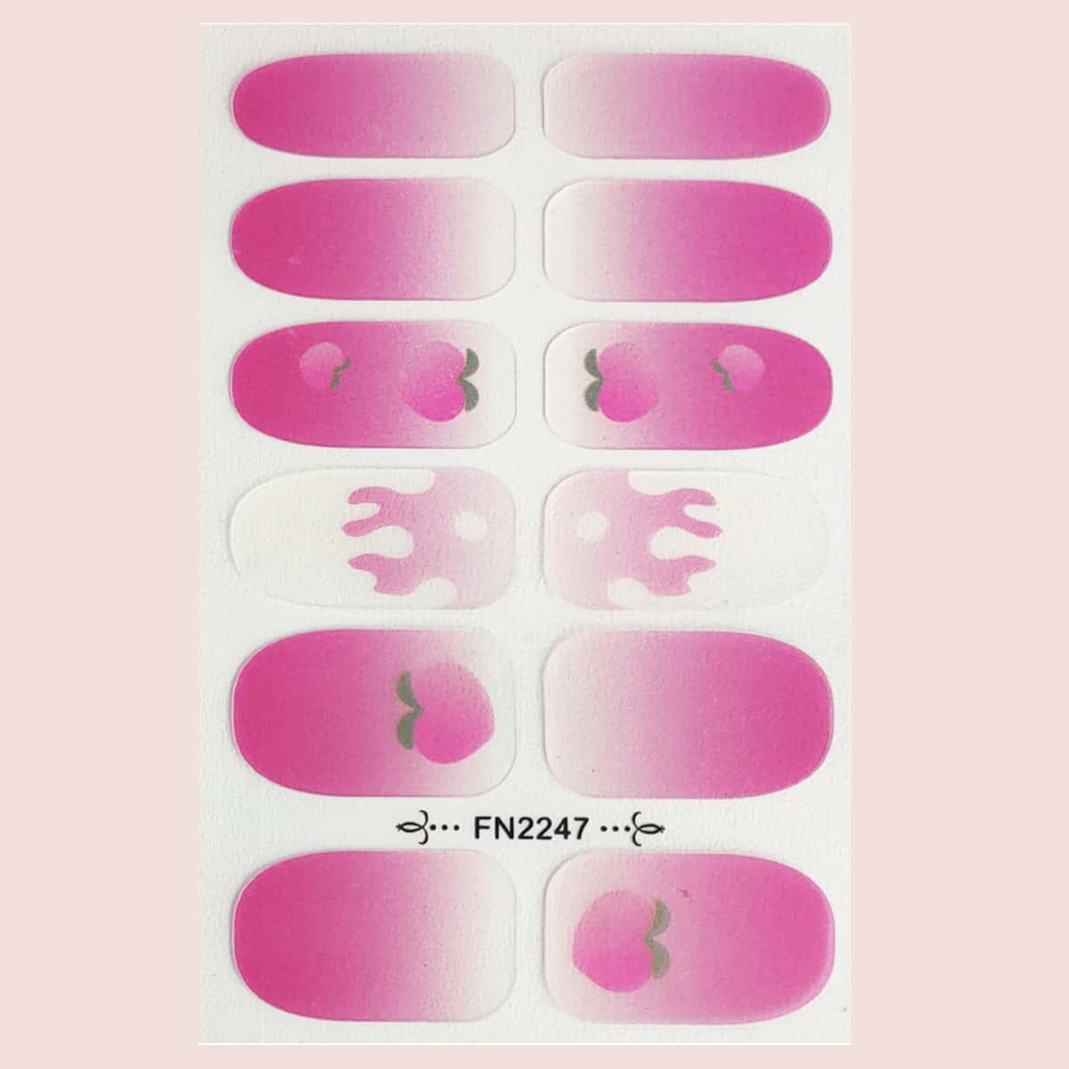 

1sheet Peach Pattern Nail Sticker, Multicolor
