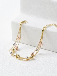 PREMIUM Pulsera a capas con diseño de cuenta - Amarillo Oro - Ver 2