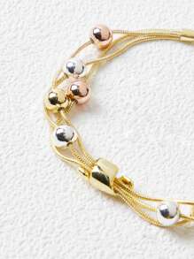 PREMIUM Pulsera a capas con diseño de cuenta - Amarillo Oro - Ver 5