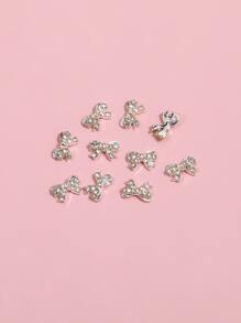 10 chiếc nơ đính đá trang trí móng tay nghệ thuật DIY Phụ kiện trang trí móng tay - Bạc - Xem 2