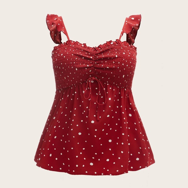 

Plus Dalmatian Ruched Bust Cami Top, Burgundy