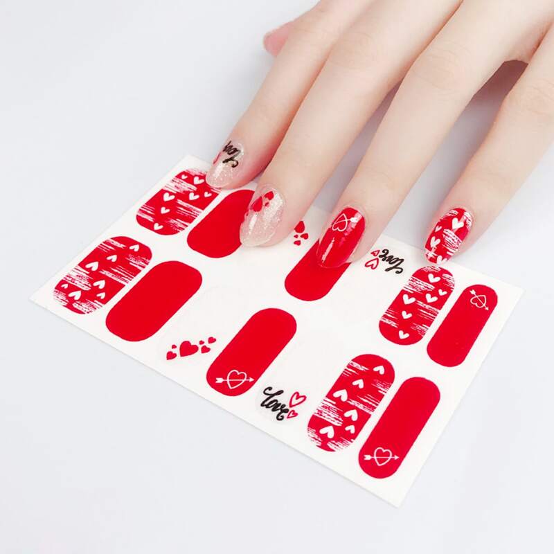 

1sheet Heart Pattern Nail Sticker, Multicolor