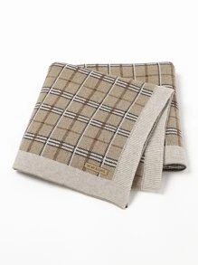 嬰兒格紋毯子 - 卡其色 - 查看 1