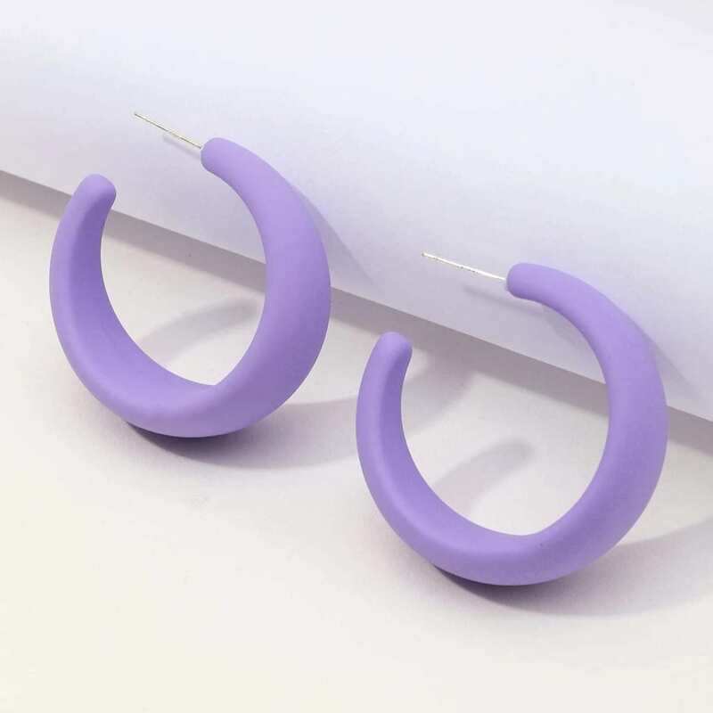 

1pair Minimalist Hoop Earrings, Purple