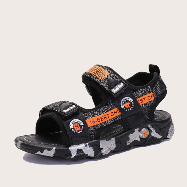 

Boys Letter Graphic Slingback Sandals, Black