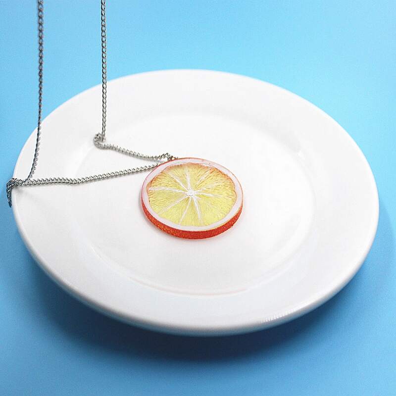 

Simulation Fruit Pendant Necklace, Silver