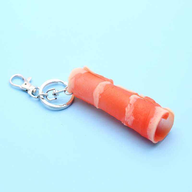 

Simulation Beef Roll Keychain, Silver