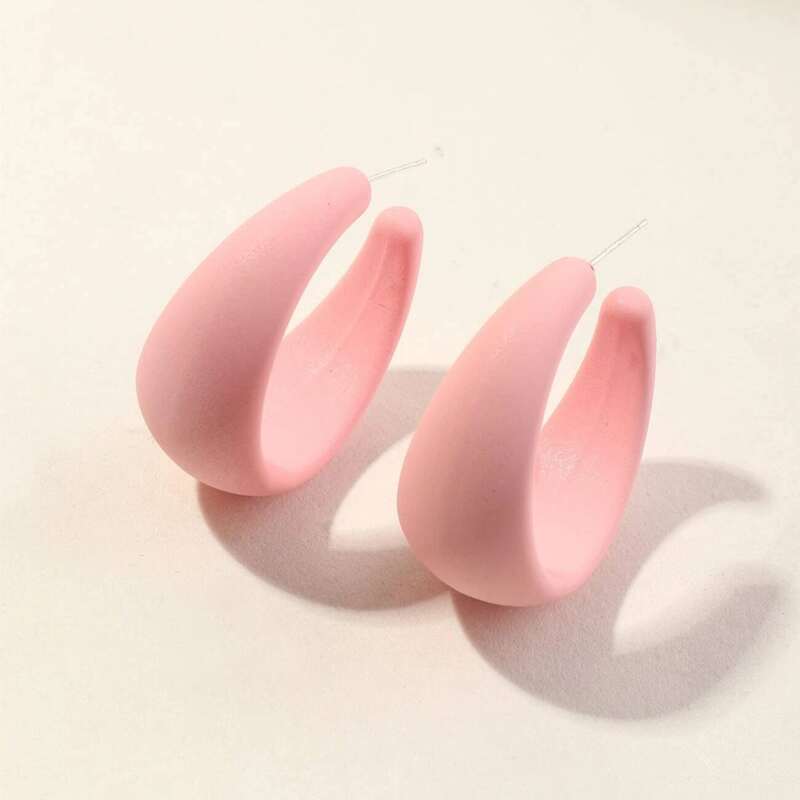 

1pair Minimalist Hoop Earrings, Pink