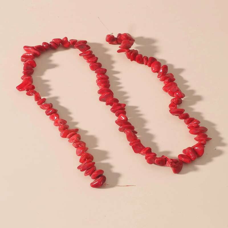 

1pc Stone Beaded DIY Jewelry Accessory, Red